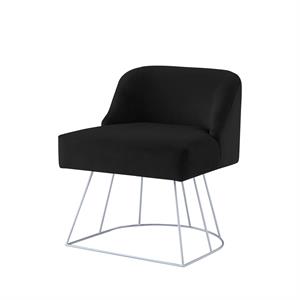 Posh Inspired Home Vinsa Velvet Vanity Stool with Curved Backrest in Black