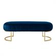Posh Living Nicole Miller Orpheus Modern Velvet Bench in Navy Blue/Gold