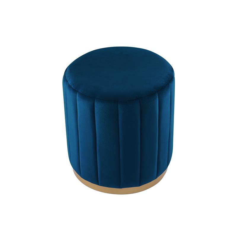 Posh Living Orpheus Modern Velvet Ottoman in Navy Blue/Gold