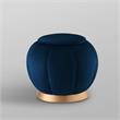 Posh Living Zara Modern Velvet Ottoman in Navy Blue/Gold