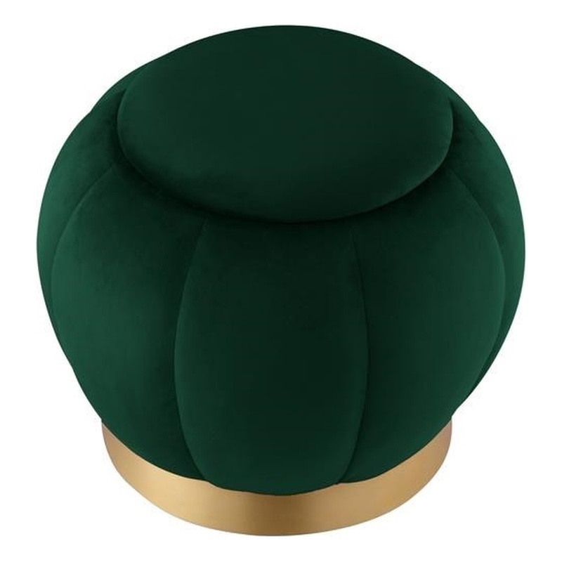 Posh Living Nicole Miller Zara Modern Velvet Ottoman in Hunter Green/Gold
