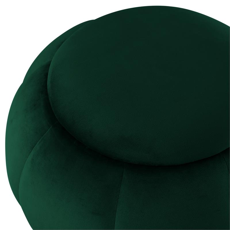 Posh Living Nicole Miller Zara Modern Velvet Ottoman in Hunter Green/Gold