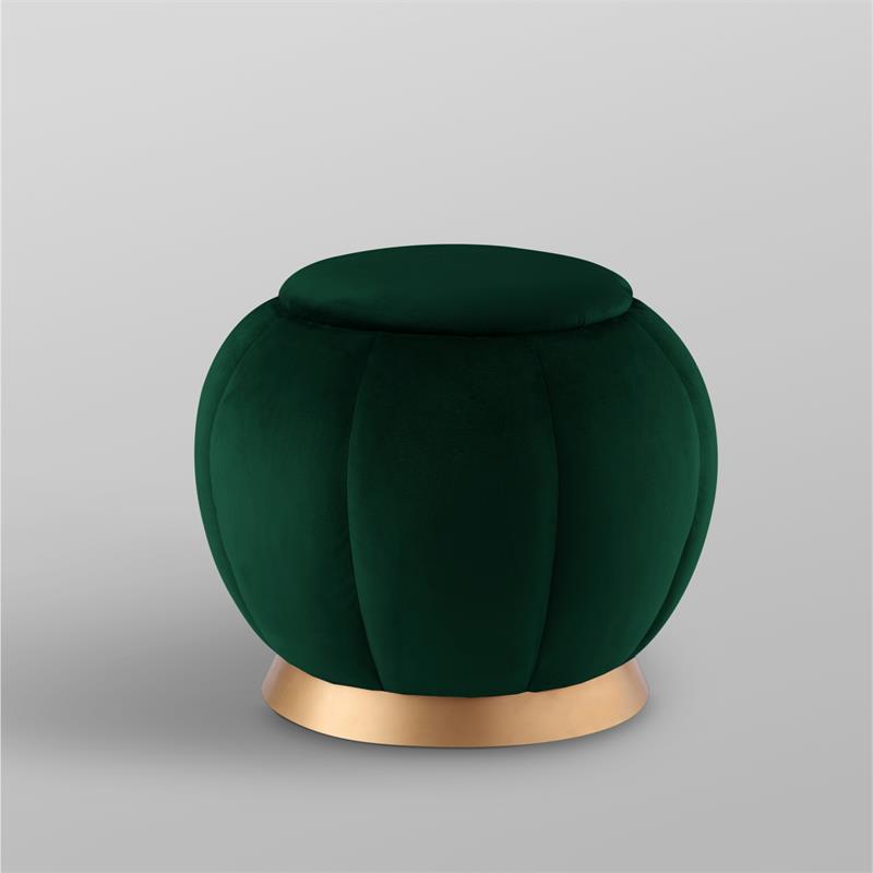 Posh Living Nicole Miller Zara Modern Velvet Ottoman in Hunter Green/Gold