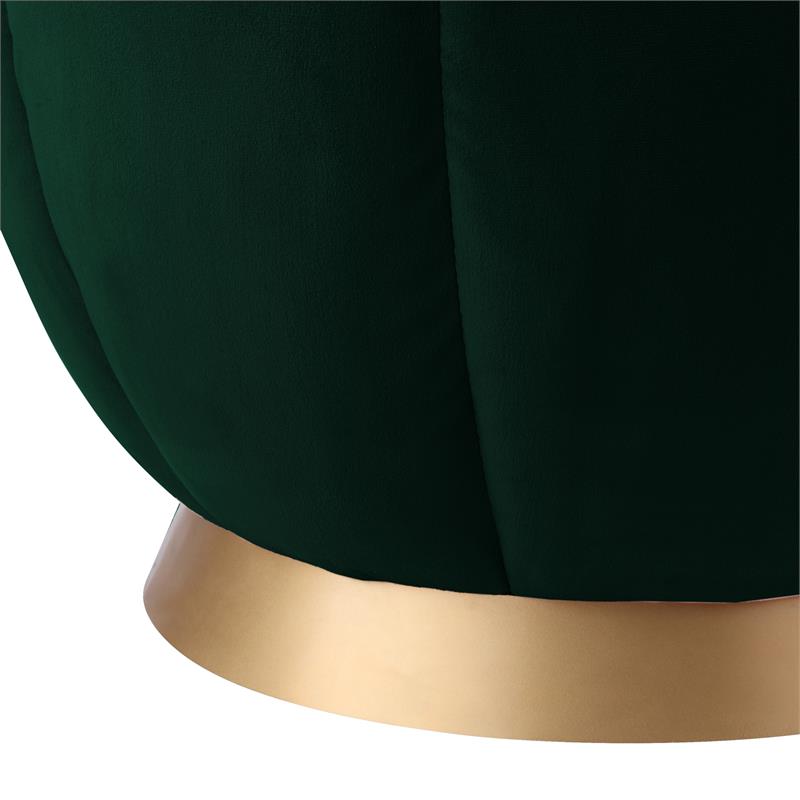 Posh Living Nicole Miller Zara Modern Velvet Ottoman in Hunter Green/Gold