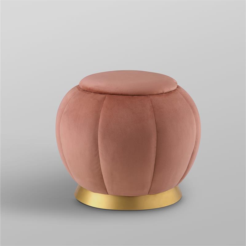 Posh Living Nicole Miller Zara Modern Velvet Ottoman in Blush Pink/Gold