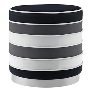 Posh Living Nicole Miller Binsa Horizontal Striped Velvet Ottoman in Black