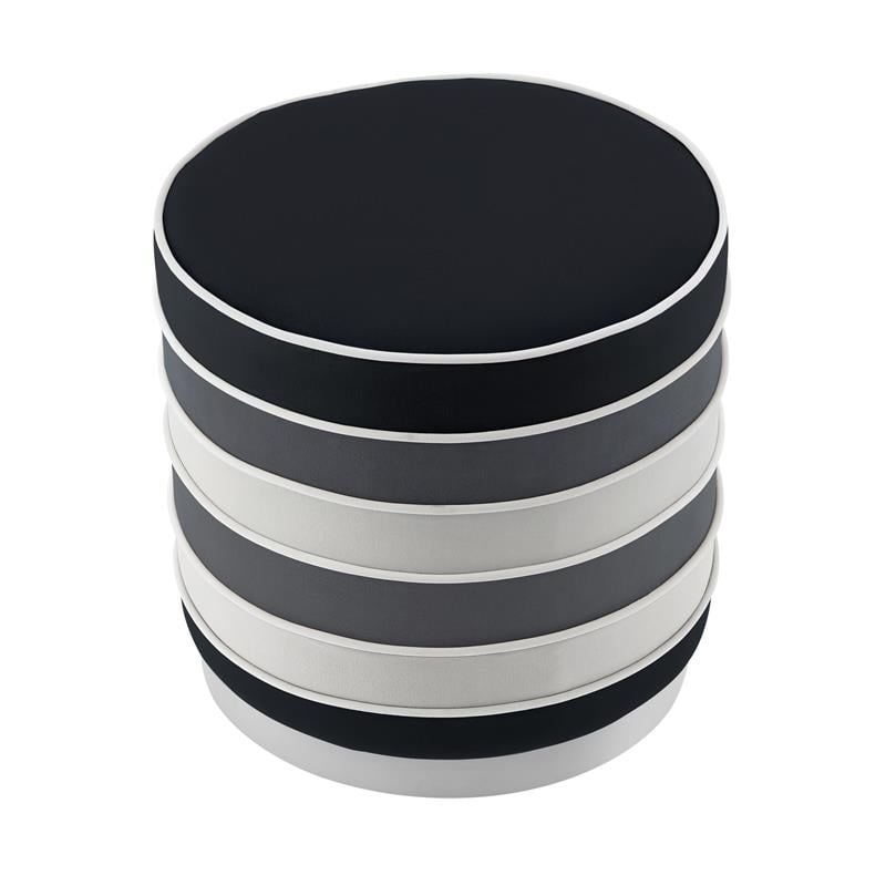 Posh Living Nicole Miller Binsa Horizontal Striped Velvet Ottoman in Black