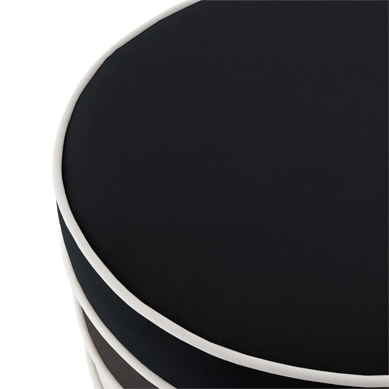 Posh Living Nicole Miller Binsa Horizontal Striped Velvet Ottoman in Black