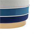 Posh Living Binsa Horizontal Striped Velvet Ottoman in Navy Blue