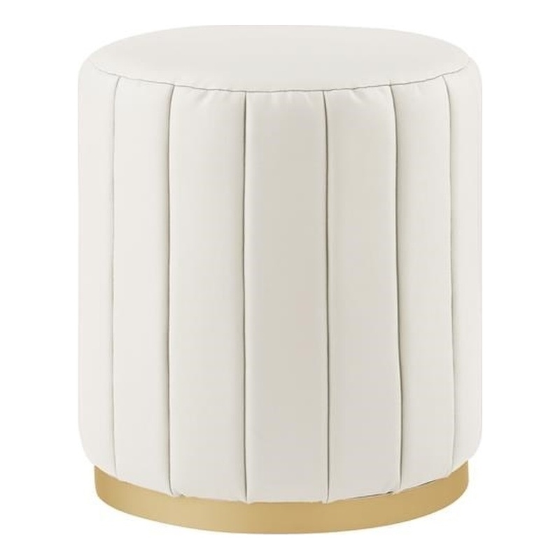 Posh Living Orpheus Modern Faux Leather Ottoman in White/Gold