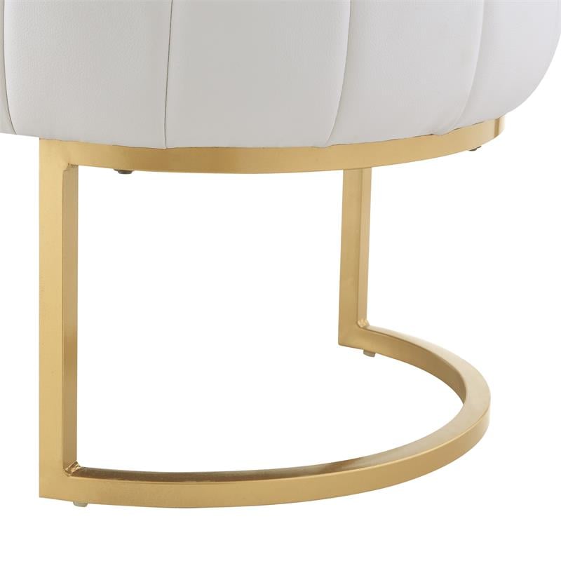 Posh Living Orpheus Modern Faux Leather Bench in White/Gold