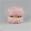 Posh Living Nicole Miller Braydon Faux Fur Fabric Ottoman in Blush Pink/Gold