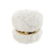 Posh Living Nicole Miller Braydon Faux Fur Fabric Ottoman in Cream White/Gold