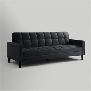 Posh Living Loft Lyfe Toyah Faux Leather Convertible Sleeper Sofa in Black