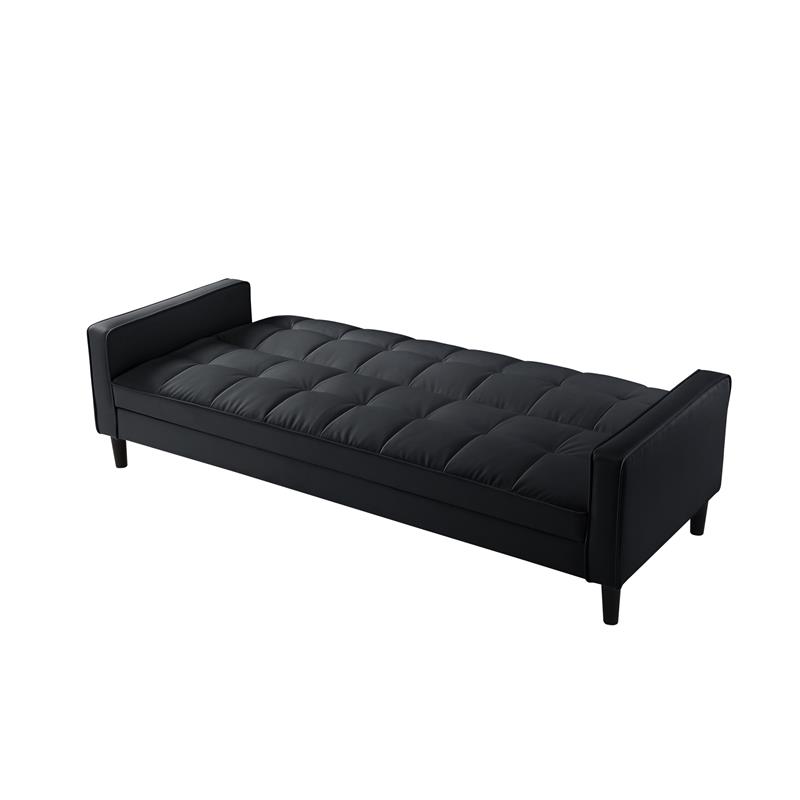 Posh Living Loft Lyfe Toyah Faux Leather Convertible Sleeper Sofa in Black