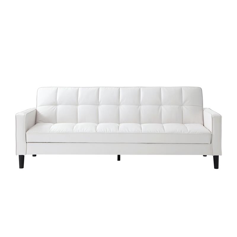 Posh Living Loft Lyfe Toyah Faux Leather Convertible Sleeper Sofa in White