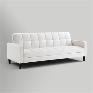 Posh Living Loft Lyfe Toyah Faux Leather Convertible Sleeper Sofa in White