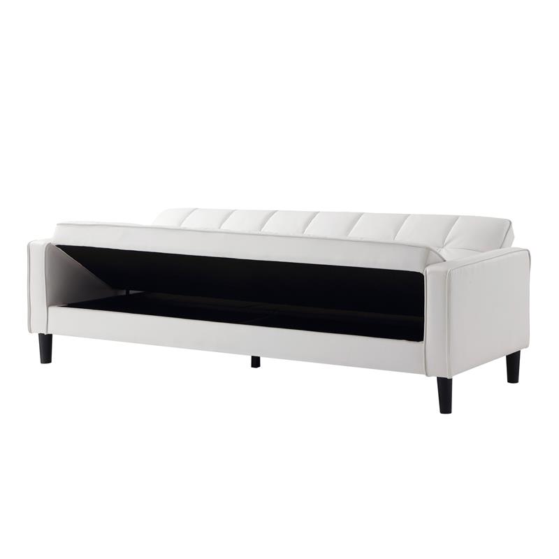 Posh Living Loft Lyfe Toyah Faux Leather Convertible Sleeper Sofa in White