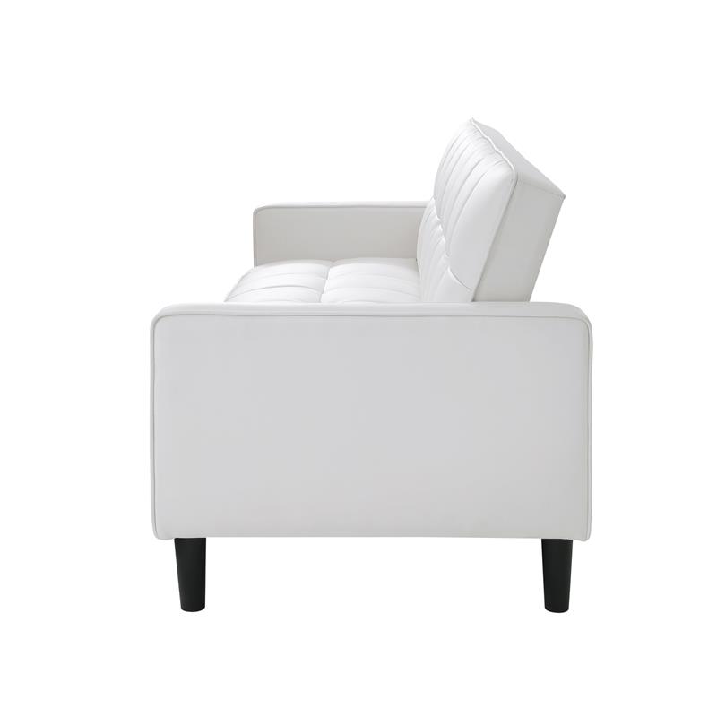 Posh Living Loft Lyfe Toyah Faux Leather Convertible Sleeper Sofa in White