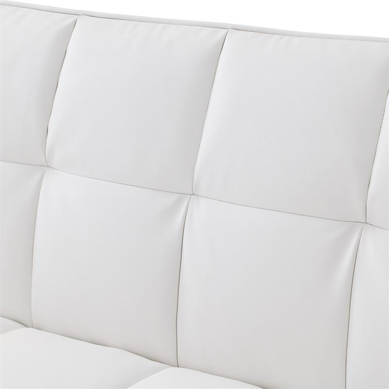 Posh Living Loft Lyfe Toyah Faux Leather Convertible Sleeper Sofa in White