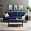 Posh Living Loft Lyfe Toyah Velvet Fabric Convertible Sleeper Sofa in Navy Blue