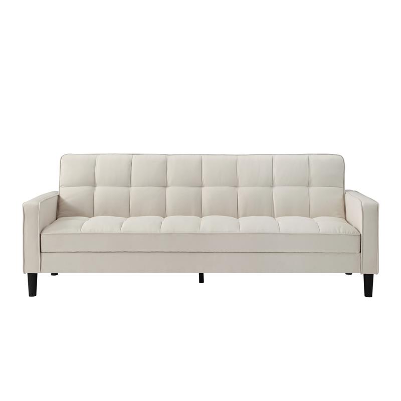 Posh Living Loft Lyfe Toyah Linen Fabric Convertible Sleeper Sofa in Beige