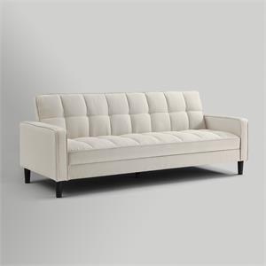 Posh Living Loft Lyfe Toyah Linen Fabric Convertible Sleeper Sofa in Beige