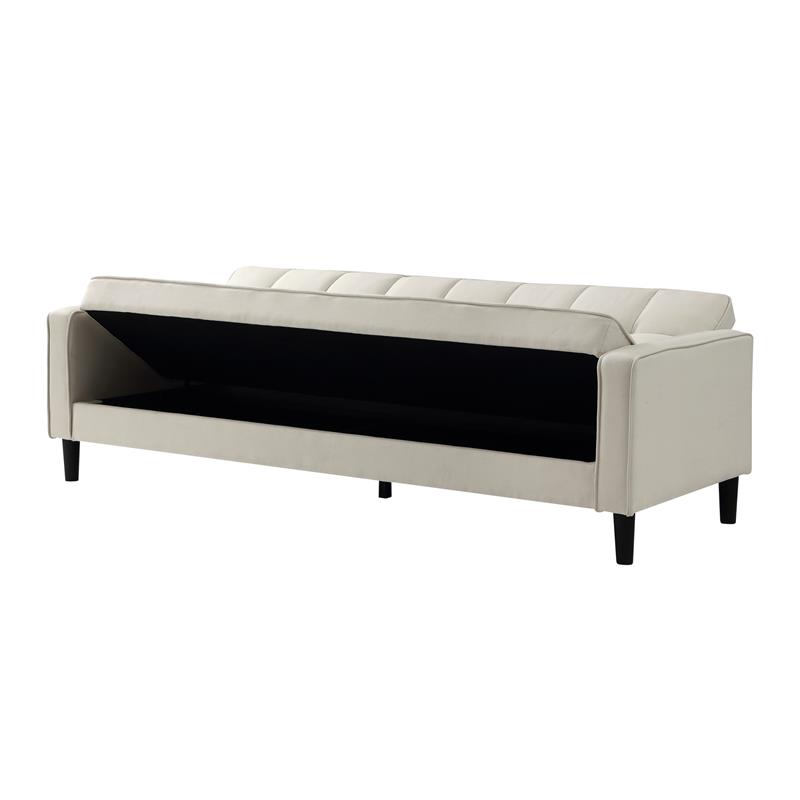 Posh Living Loft Lyfe Toyah Linen Fabric Convertible Sleeper Sofa in Beige