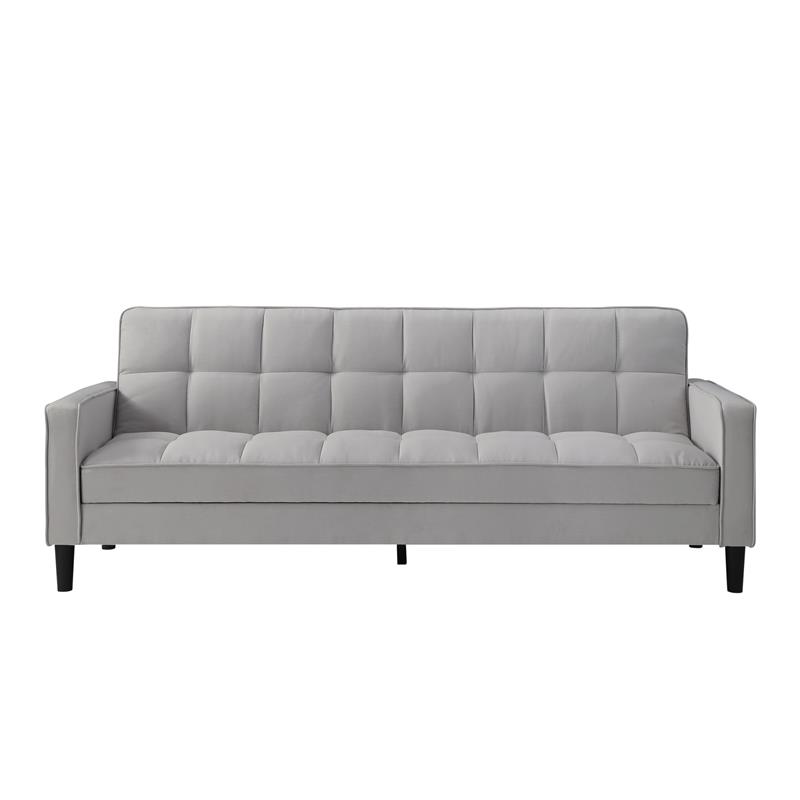 Posh Living Loft Lyfe Toyah Linen Fabric Convertible Sleeper Sofa in Light Gray