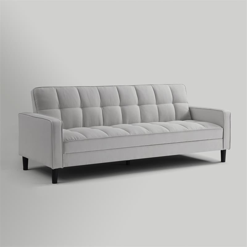 Posh Living Loft Lyfe Toyah Linen Fabric Convertible Sleeper Sofa in Light Gray