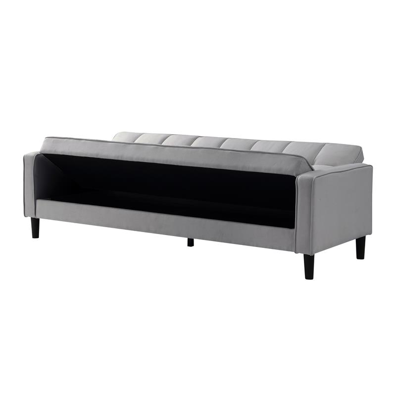 Posh Living Loft Lyfe Toyah Linen Fabric Convertible Sleeper Sofa in Light Gray