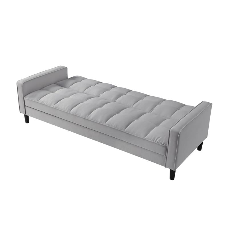 Posh Living Loft Lyfe Toyah Linen Fabric Convertible Sleeper Sofa in Light Gray