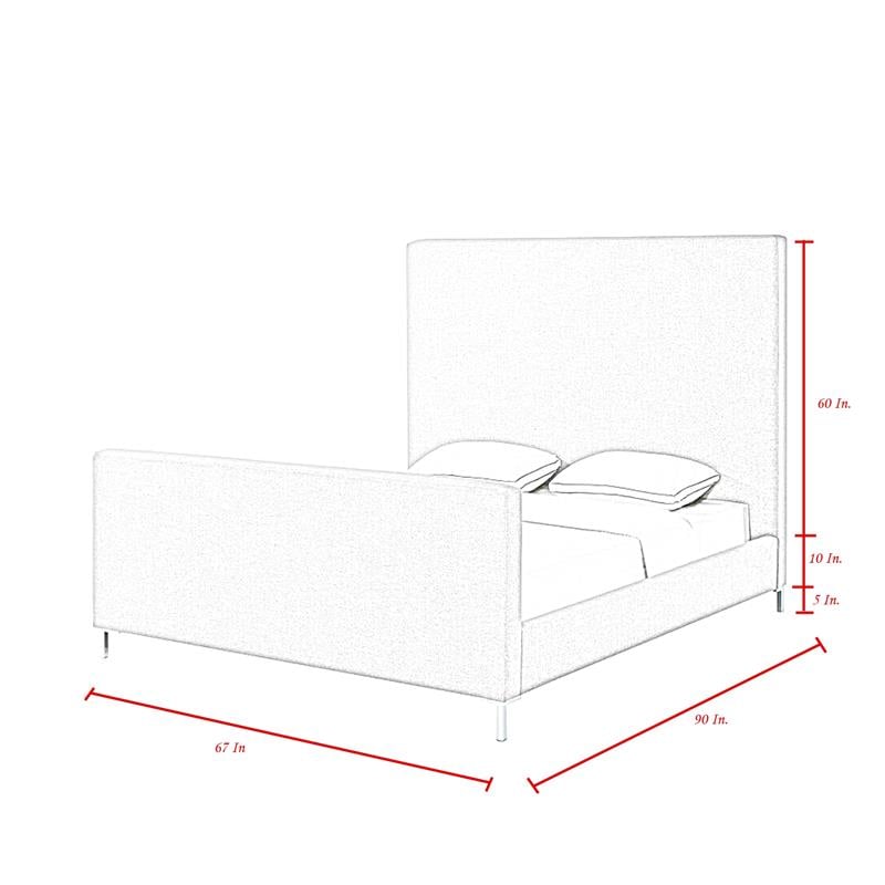 Posh Living Alex Velvet Upholstered Platform Queen Bed in Gray