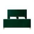 Posh Living Alex Velvet Upholstered Platform King Bed in Hunter Green