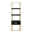 Posh Living Mano Stainless Steel 3-Shelf & 1-Drawer Bookcase Black/Gold