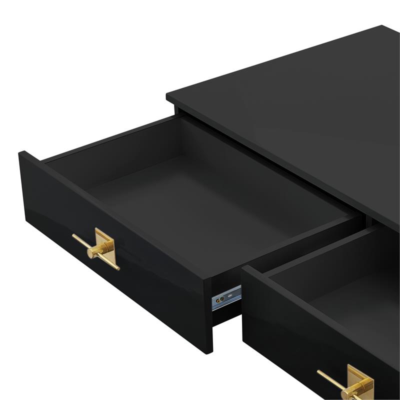 Posh Living Mano 2-Drawers Stainless Steel Base Console Table Black/Gold