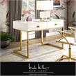 Posh Living Mano 2-Drawers Stainless Steel Base Bedroom Vanity White/Gold