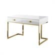 Posh Living Mano 2-Drawers Stainless Steel Base Bedroom Vanity White/Gold