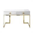 Posh Living Mano 2-Drawers Stainless Steel Base Bedroom Vanity White/Gold
