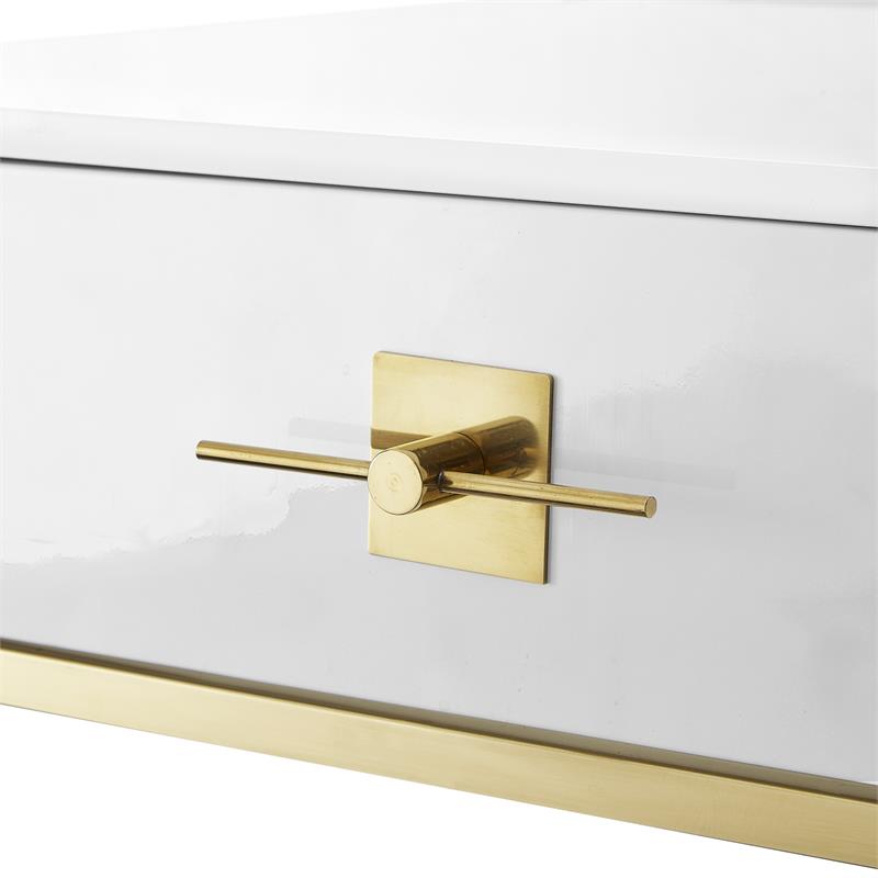 Posh Living Mano 2-Drawers Stainless Steel Base Bedroom Vanity White/Gold