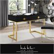 Posh Living Mano 2-Drawers Stainless Steel Base Bedroom Vanity Black/Gold