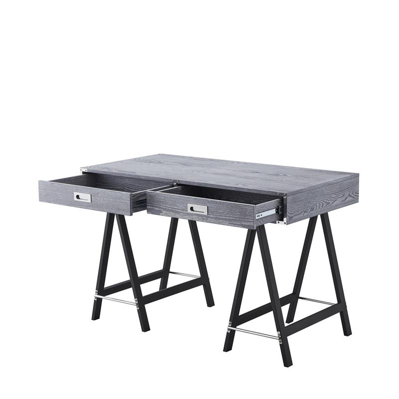 Posh Living Alleyne 2-Drawers Rectangle Wood Writing Desk in Gray