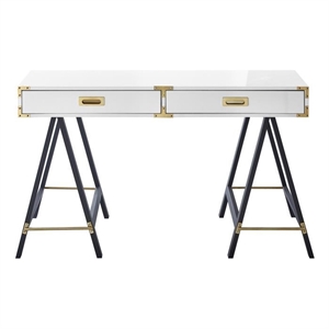 Posh Living Alleyne 2-Drawers Rectangle Wood Writing Desk in White