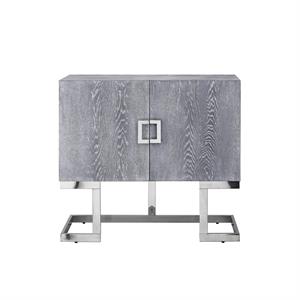 Posh Living Maleia 2-Doors Oak Veneer Wood Accent Chest in Gray Oak/Chrome