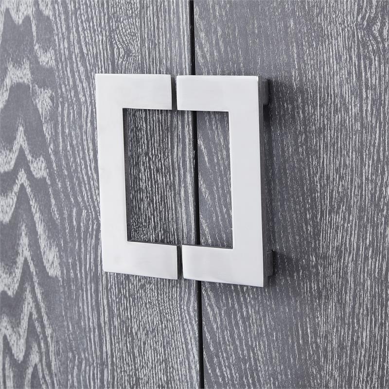 Posh Living Maleia 2-Doors Oak Veneer Wood Accent Chest in Gray Oak/Chrome