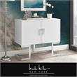 Posh Living Maleia 2-Doors Oak Veneer Wood Accent Chest in White/Chrome
