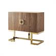 Posh Living Maleia 2-Doors Oak Veneer Wood Accent Chest in Walnut/Gold