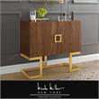 Posh Living Maleia 2-Doors Oak Veneer Wood Accent Chest in Walnut/Gold