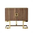 Posh Living Maleia 2-Doors Oak Veneer Wood Accent Chest in Walnut/Gold