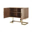 Posh Living Maleia 2-Doors Oak Veneer Wood Accent Chest in Walnut/Gold